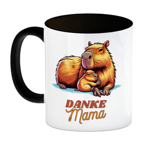 Capybara Mama und Kind Kaffeebecher mit Spruch Danke Mama
