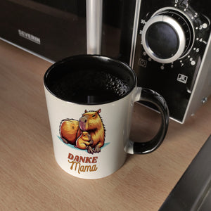 Capybara Mama und Kind Kaffeebecher mit Spruch Danke Mama
