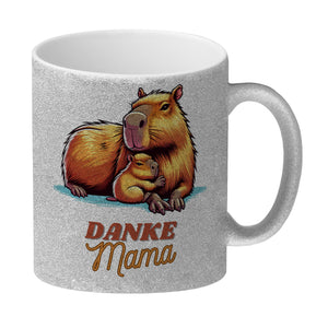 Capybara Mama und Kind Kaffeebecher mit Spruch Danke Mama