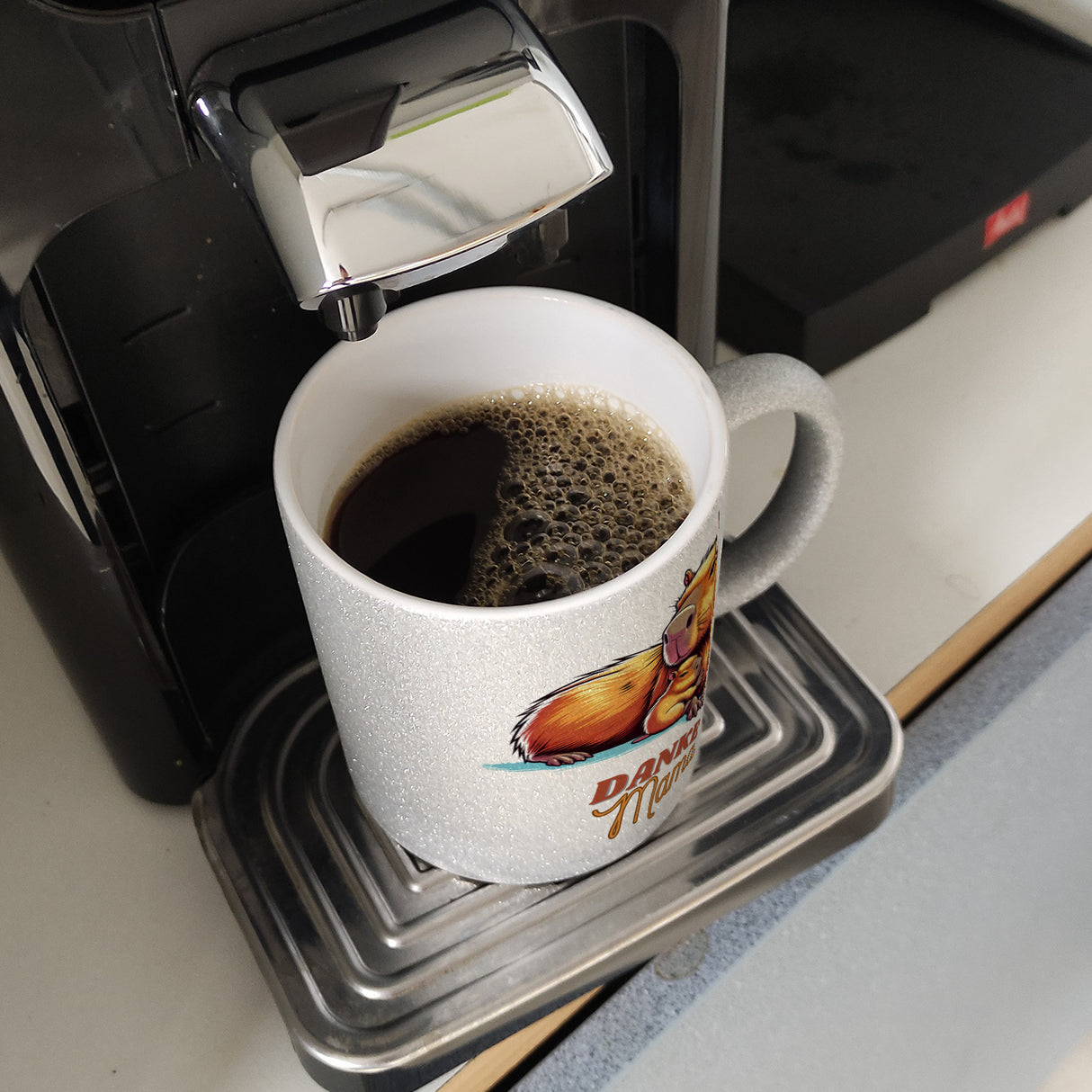 Capybara Mama und Kind Kaffeebecher mit Spruch Danke Mama