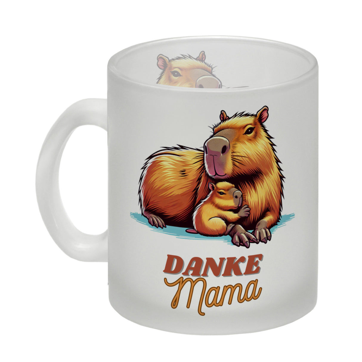 Capybara Mama und Kind Kaffeebecher mit Spruch Danke Mama