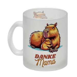 Capybara Mama und Kind Kaffeebecher mit Spruch Danke Mama