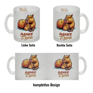 Capybara Mama und Kind Kaffeebecher mit Spruch Danke Mama