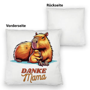 Capybara Mama und Kind Kissen mit Spruch Danke Mama