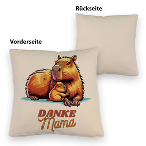 Capybara Mama und Kind Kissen mit Spruch Danke Mama
