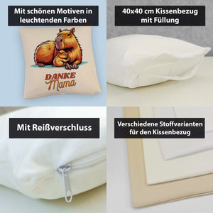 Capybara Mama und Kind Kissen mit Spruch Danke Mama