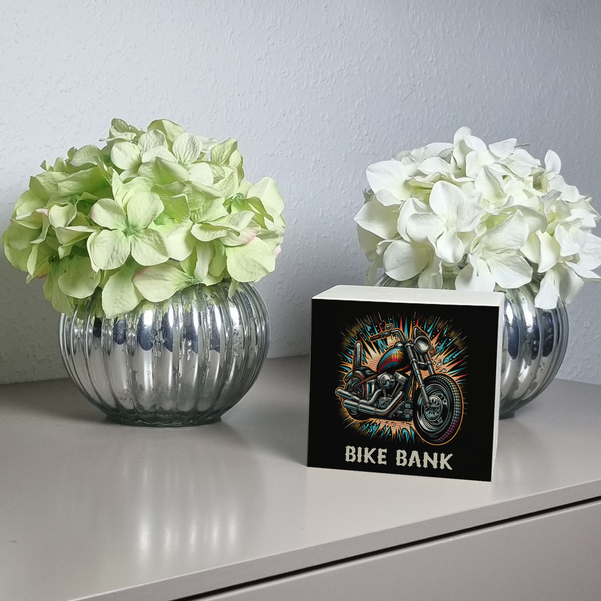 Chopper-Motorrad Spardose mit Spruch Bike Bank