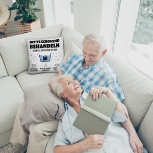 Bitte schonend behandeln - 50. Geburtstag Kissen