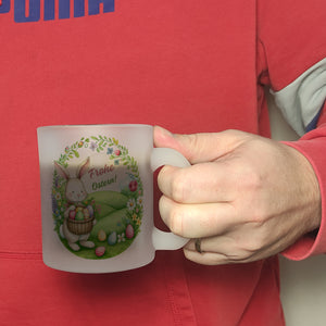 Osterhase Kaffeebecher mit Spruch Frohe Ostern