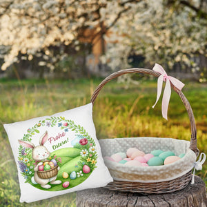 Osterhase Kissen mit Spruch Frohe Ostern