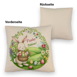 Osterhase Kissen mit Spruch Frohe Ostern
