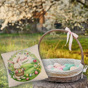 Osterhase Kissen mit Spruch Frohe Ostern
