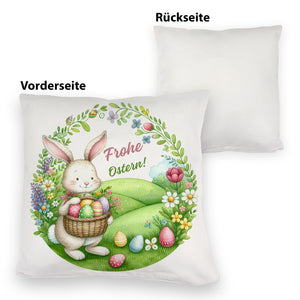 Osterhase Kissen mit Spruch Frohe Ostern