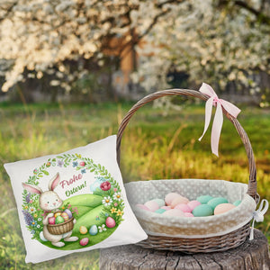 Osterhase Kissen mit Spruch Frohe Ostern