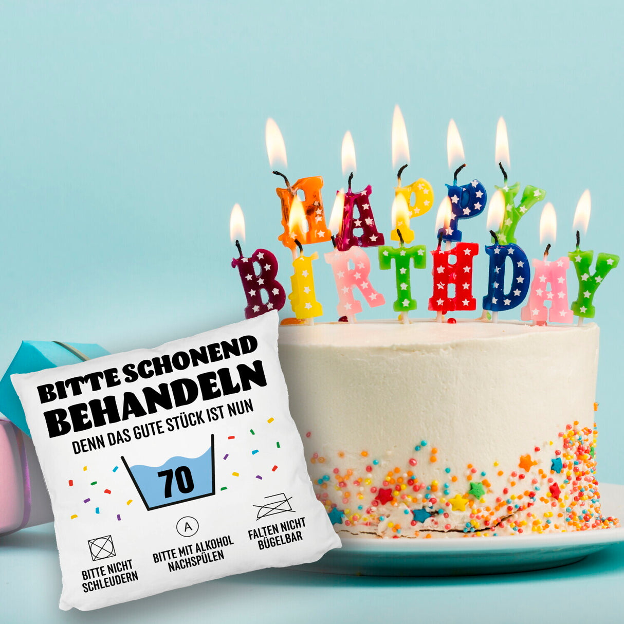 Bitte schonend behandeln - 70. Geburtstag Kissen