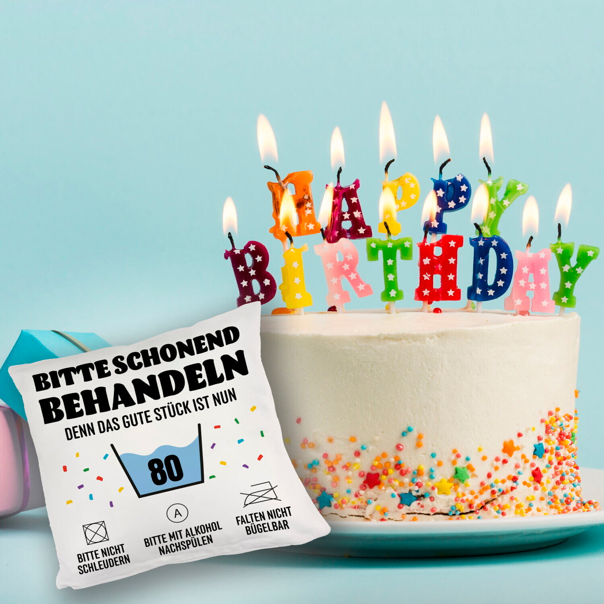 Bitte schonend behandeln - 80. Geburtstag Kissen