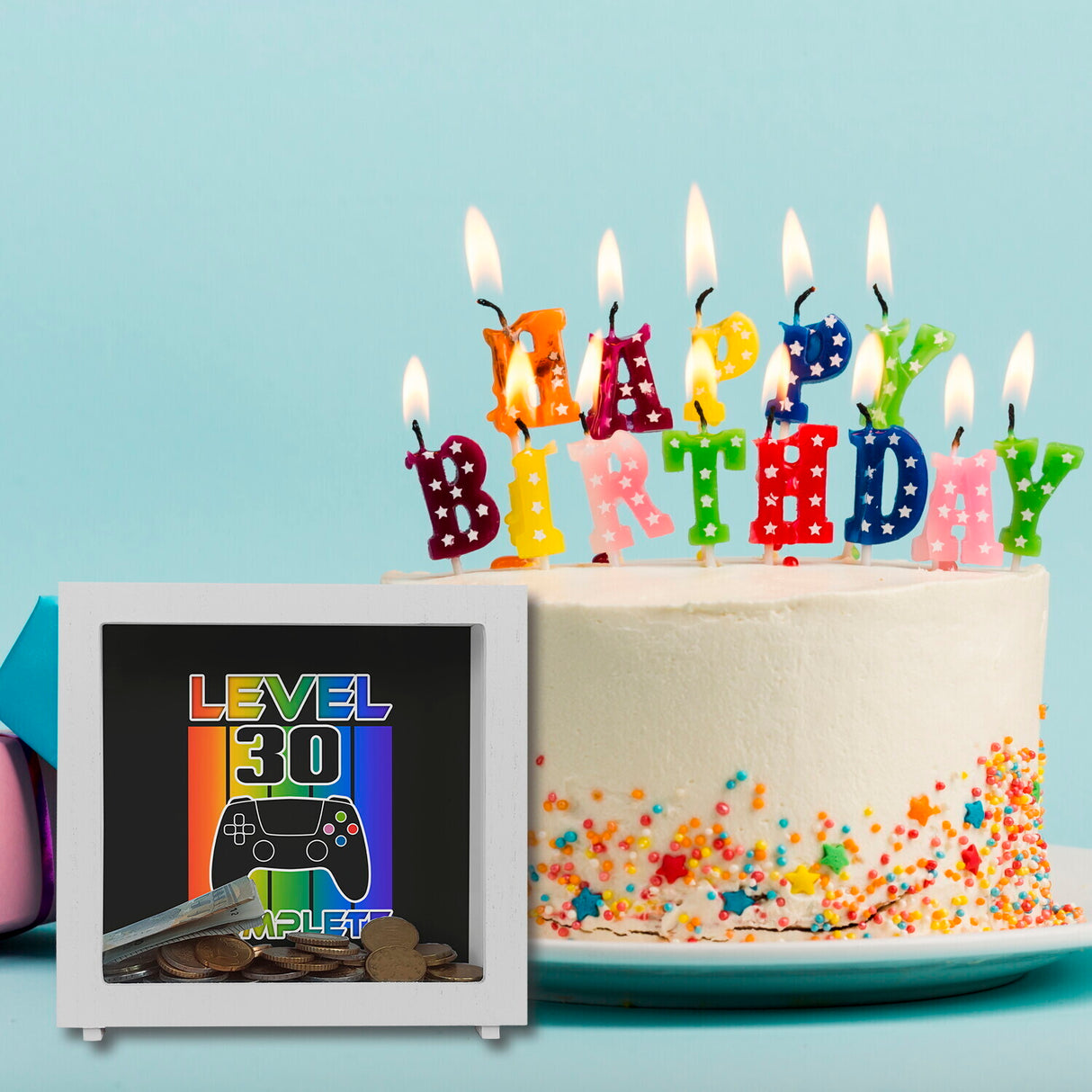 30. Geburtstag Gamer Spardose mit Spruch Level 30 complete