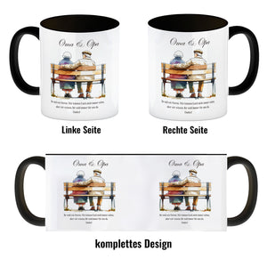 Oma und Opa auf Bank Kaffeebecher