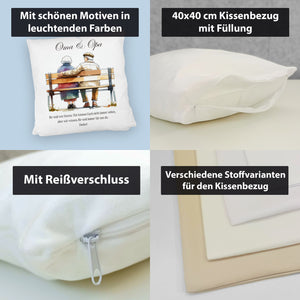 Oma und Opa auf Bank Kissen
