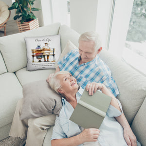 Oma und Opa auf Bank Kissen
