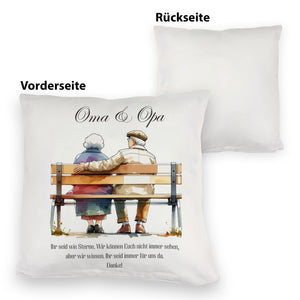 Oma und Opa auf Bank Kissen
