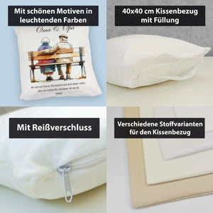 Oma und Opa auf Bank Kissen