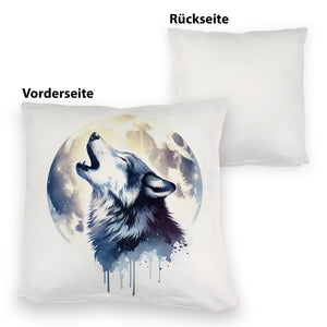 Wolf im Mondschein Kissen