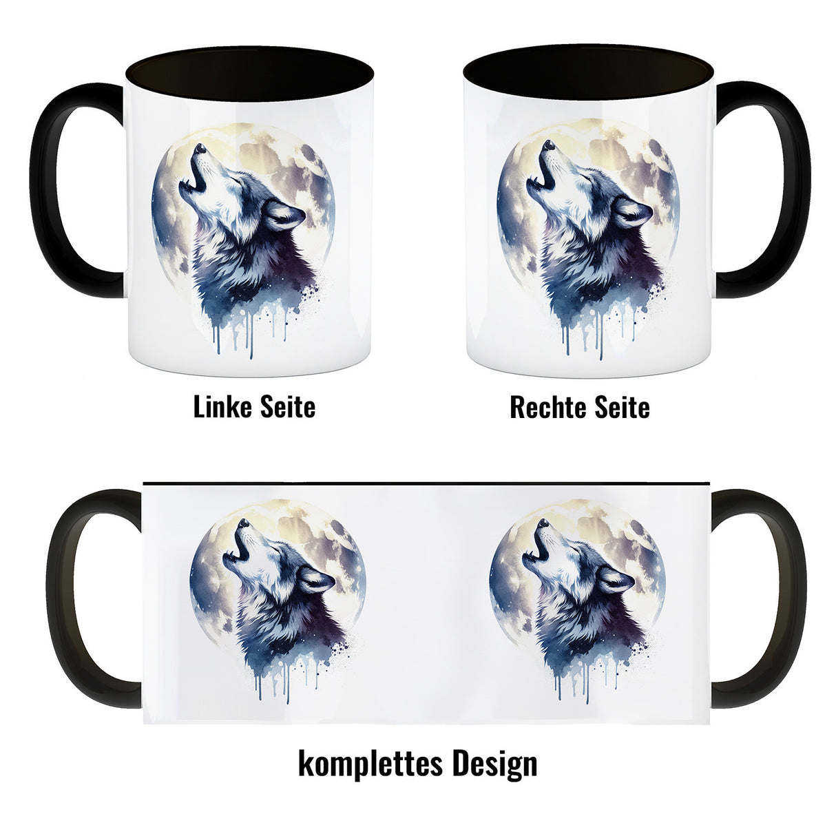 Wolf im Mondschein Kaffeebecher