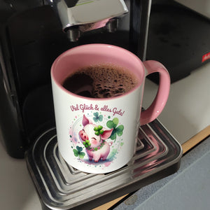 Glücksschwein Kaffeebecher mit Spruch Spruch Viel Glück & alles Gute!