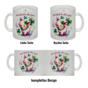 Glücksschwein Kaffeebecher mit Spruch Spruch Viel Glück & alles Gute!
