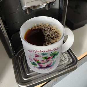 Glücksschwein Kaffeebecher mit Spruch Spruch Viel Glück & alles Gute!