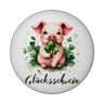 Glücksschwein mit Kleeblatt Magnet rund