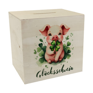 Glücksschwein mit Kleeblatt Spardose