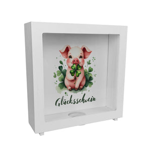 Glücksschwein mit Kleeblatt Spardose