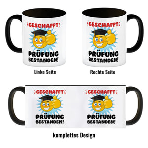 Prüfung bestanden Kaffeebecher mit Spruch Geschafft Prüfung bestanden