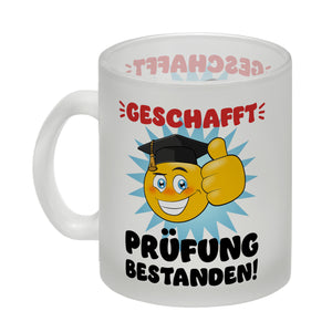 Prüfung bestanden Kaffeebecher mit Spruch Geschafft Prüfung bestanden