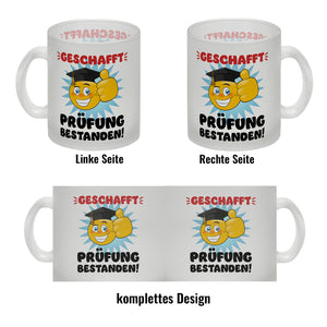 Prüfung bestanden Kaffeebecher mit Spruch Geschafft Prüfung bestanden