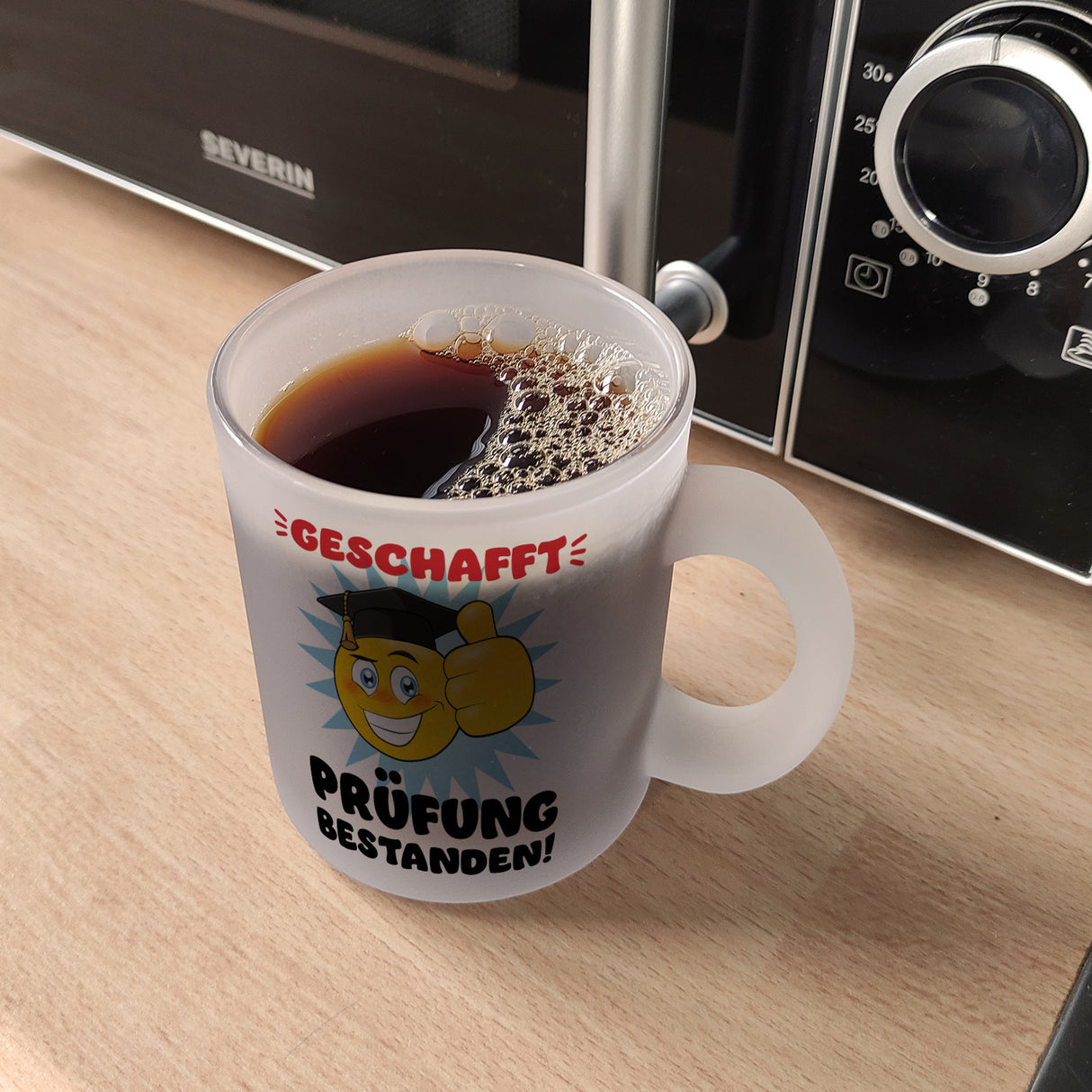 Prüfung bestanden Kaffeebecher mit Spruch Geschafft Prüfung bestanden