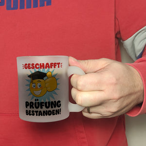 Prüfung bestanden Kaffeebecher mit Spruch Geschafft Prüfung bestanden