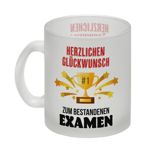 Nummer 1-Pokal Kaffeebecher mit Spruch Glückwunsch zum bestandenen Examen