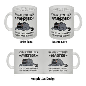 Schlaumeier-Katze Kaffeebecher mit Spruch Habe Master und immer recht