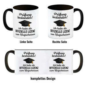 Doktorhut Prüfung bestanden Kaffeebecher mit Spruch Lizenz zum Klugscheißen