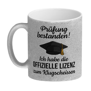 Doktorhut Prüfung bestanden Kaffeebecher mit Spruch Lizenz zum Klugscheißen