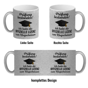 Doktorhut Prüfung bestanden Kaffeebecher mit Spruch Lizenz zum Klugscheißen