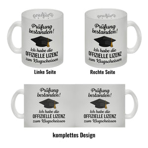 Doktorhut Prüfung bestanden Kaffeebecher mit Spruch Lizenz zum Klugscheißen