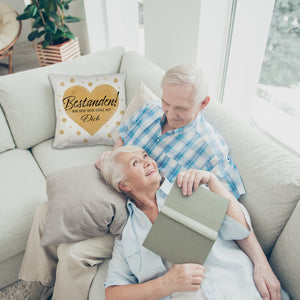 Bestanden Kissen mit Spruch Wir sind sehr stolz auf Dich