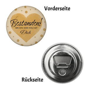 Bestanden Magnet rund mit Spruch Wir sind sehr stolz auf Dich