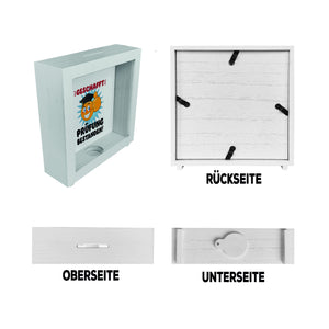 Prüfung bestanden Spardose mit Gesicht und Daumen hoch