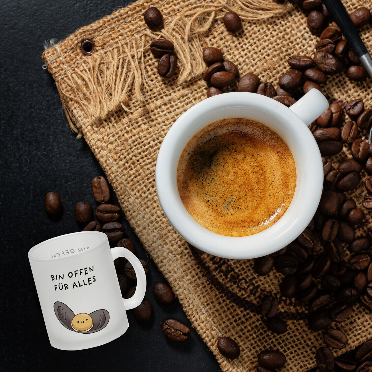 Jelly & Friends Auster Kaffeebecher mit Spruch Bin offen für alles