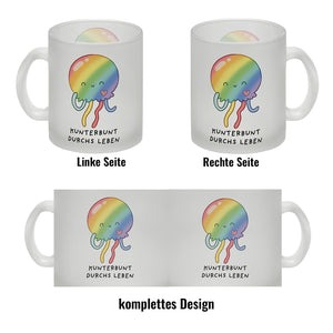 Jelly & Friends Regenbogen-Qualle Kaffeebecher mit Spruch Kunterbunt durchs Leben